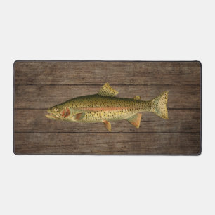 Vintage Regenboogforel Donker Houten Bureaumat