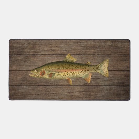 Vintage Regenboogforel Donker Houten Bureaumat (Voorkant)