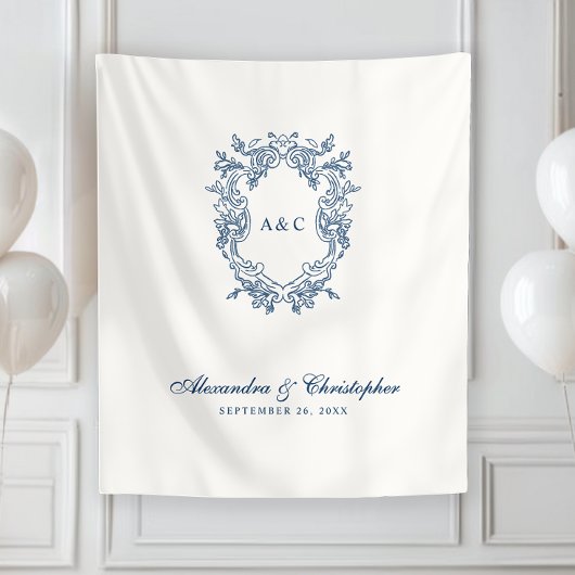 Vintage Regency Style Monogram Crest Wedding Wandkleed