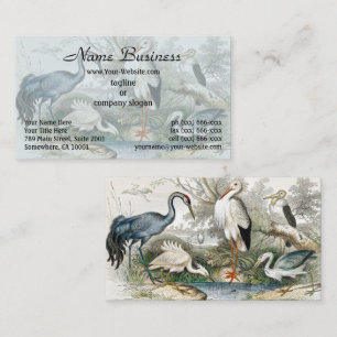 Vintage Reiger Ooievaar en Kraanvogel Natuur Kunst Visitekaartje