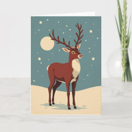 Vintage Reindeer Christmas Card Feestdagen Kaart