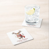 Vintage Reindeer Christmas Coaster Kartonnen Onderzetters (Insitu)