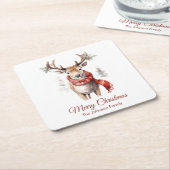 Vintage Reindeer Christmas Coaster Kartonnen Onderzetters (Schuin)