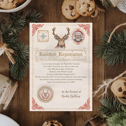 Vintage Reindeer Registration Certificate | North  Kaart