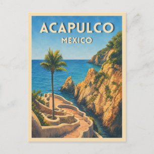 Vintage Reis Acapulco Mexico Zeezijde Retro Briefkaart