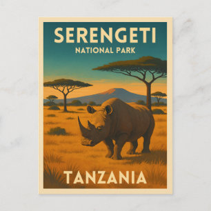 Vintage Reis Afrika Nationaal Park Serengeti Briefkaart