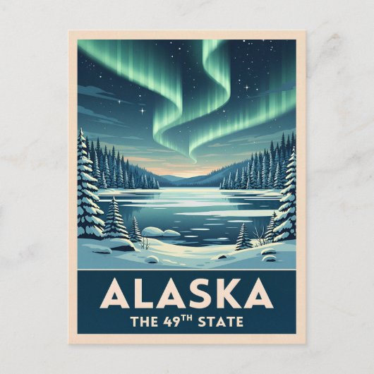 Vintage Reis Alaska Winterlandschap Retro Briefkaart (Voorkant)