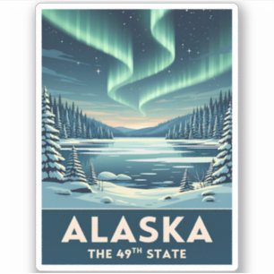 Vintage Reis Alaska Winterlandschap Retro Sticker