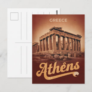 Vintage reis Athene hoofdstad van Griekenland cade Briefkaart