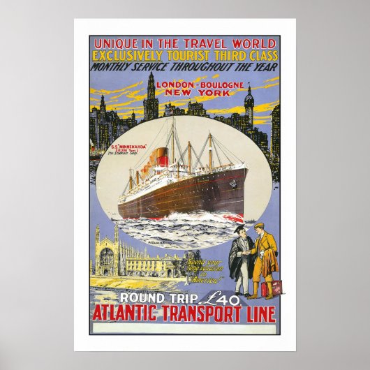 Vintage-reis, Atlantische lijn Poster (Voorkant)