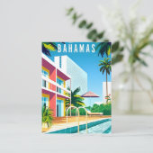 Vintage reis Bahama's tropische eiland vakantie Briefkaart (Staand voorkant)