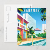 Vintage reis Bahama's tropische eiland vakantie Briefkaart (Voorkant / Achterkant)
