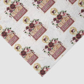 Vintage Reis Bourgogne Blos Roos Decoupage Tissuepapier (Detail)