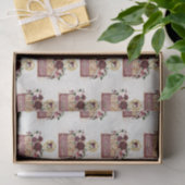 Vintage Reis Bourgogne Blos Roos Decoupage Tissuepapier (Geschenk)