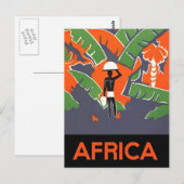 Vintage-reis briefkaart en Afrikaanse vakantie (Voorkant / Achterkant)