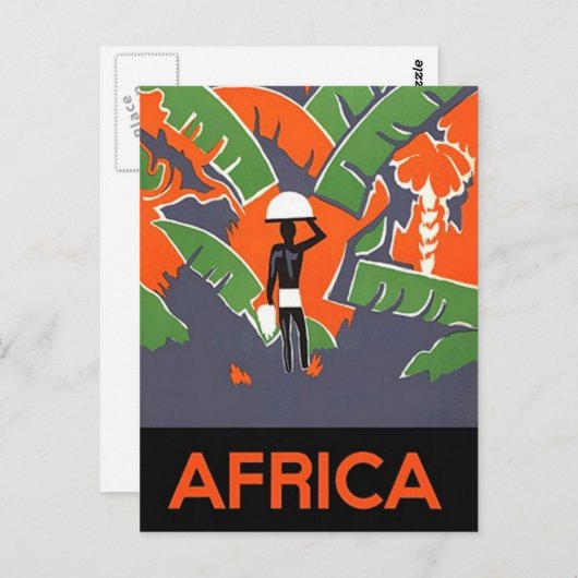 Vintage-reis briefkaart en Afrikaanse vakantie (Voorkant / Achterkant)