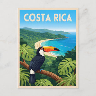 Vintage Reis Costa Rica Natuur Strand Retro Briefkaart