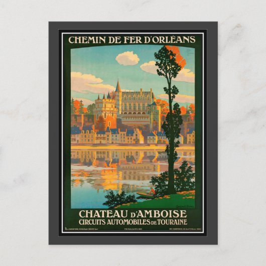 Vintage Reis France, Amboise Castle - Briefkaart (Voorkant)