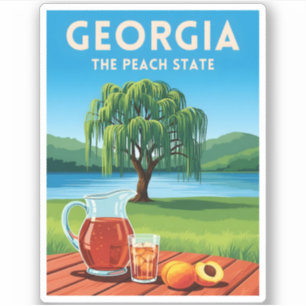 Vintage Reis Georgia Perzik Staat Retro Landschap Sticker