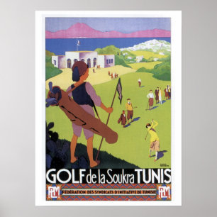 Vintage-reis Golf de La Soukra Tunis Poster