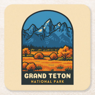 Vintage Reis Grand Teton National Park USA Retro Kartonnen Onderzetters