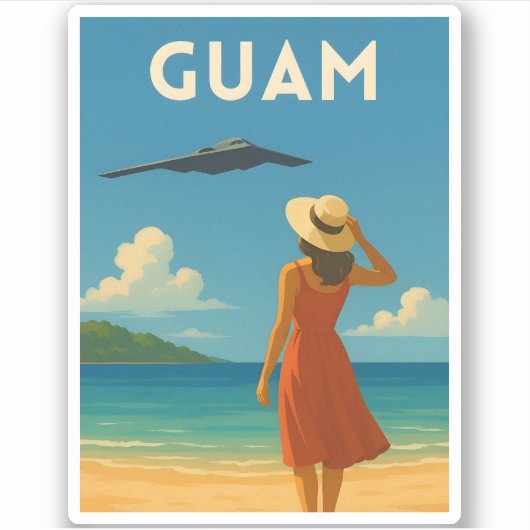 Vintage Reis Guam Eiland Strand Retro Kust Sticker (Voorkant)