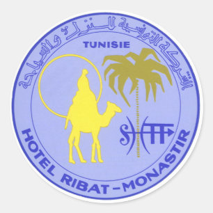 Vintage reis hotel Ribat in Monastir, Tunesië Ronde Sticker