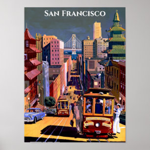 Vintage-reis in San Francisco Cable Car Poster
