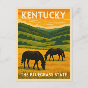 Vintage Reis Kentucky Paarden Retro Grafisch Briefkaart