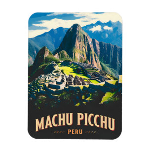 Vintage Reis Machu Picchu Peru Retro Landschap Magneet