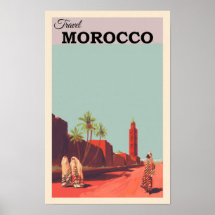 Vintage-reis Marokko Noord-Afrika Poster