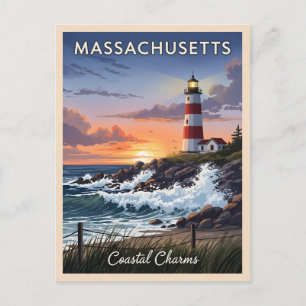Vintage Reis Massachusetts Zeezicht Retro Schilder Briefkaart