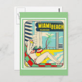 vintage-reis Miami Beach Florida Briefkaart (Voorkant / Achterkant)