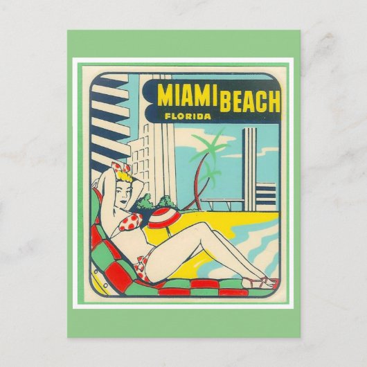 vintage-reis Miami Beach Florida Briefkaart (Voorkant)
