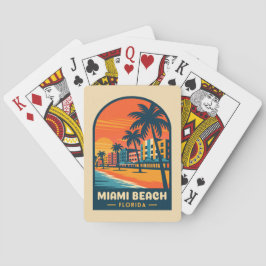 Vintage Reis Miami Beach Florida Zonsondergang aan Pokerkaarten