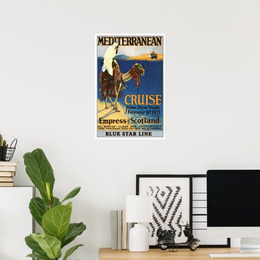 Vintage-reis, Middellandse-Zeecruise Poster (Thuiskantoor)