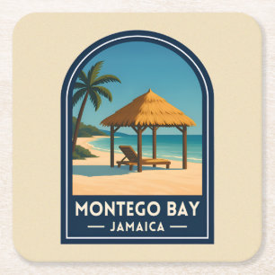 Vintage Reis Montego Bay Jamaica Strand Retro Kartonnen Onderzetters
