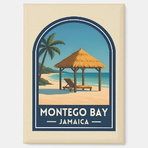 Vintage Reis Montego Bay Jamaica Strand Retro Magneet