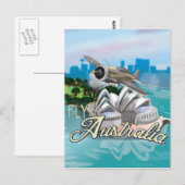 Vintage Reis naar Australië Reisposter Briefkaart (Voorkant / Achterkant)