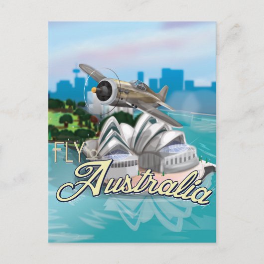 Vintage Reis naar Australië Reisposter Briefkaart (Voorkant)