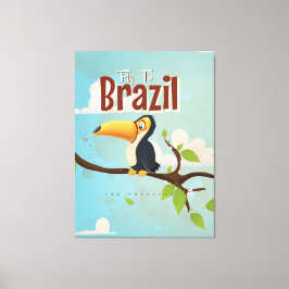 Vintage reis naar Brazilië Toekan Reisposter Canvas Afdruk