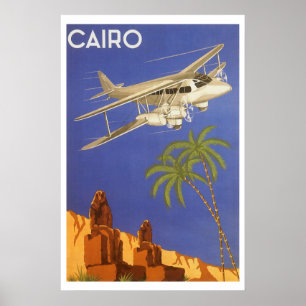 Vintage-reis naar Caïro, vliegtuig met straalvlieg Poster