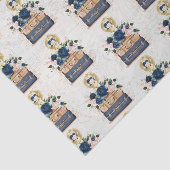 Vintage Reis Navy Blauwe Blosemt Bloem Decoupage Tissuepapier (Detail)