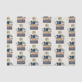 Vintage Reis Navy Blauwe Blosemt Decoupage Tissuepapier