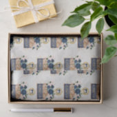 Vintage Reis Navy Blauwe Blosemt Decoupage Tissuepapier (Geschenk)