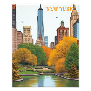Vintage reis New York City Central Park  Foto Afdruk
