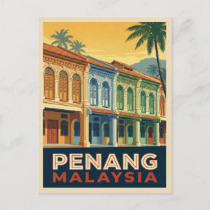 Vintage Reis Penang Maleisië Retro Scenisch Briefkaart