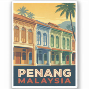 Vintage Reis Penang Maleisië Retro Scenisch Sticker