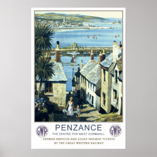 Vintage-reis,Penzance,Cornwall Poster