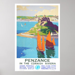 Vintage reis, Penzance. Poster